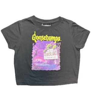 Goosebumps Horrorland Kids Large Crop Tee Black Graphic Shirt